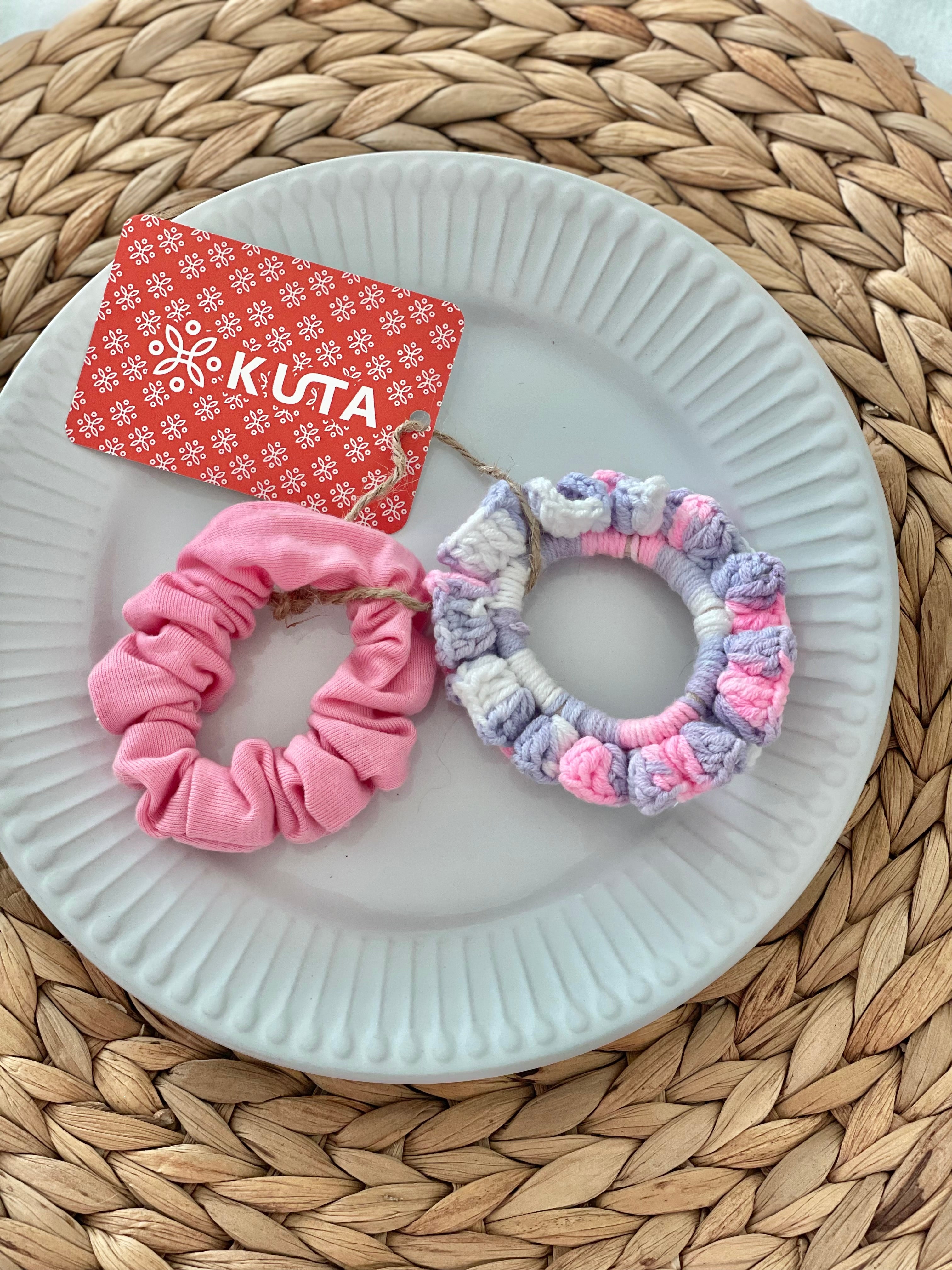 Tie dye crochet scrunchies